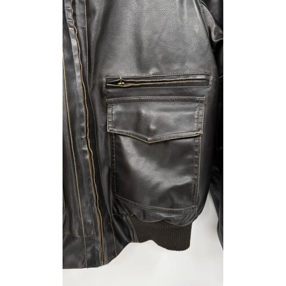 Levis Medium Bomber Jacket Mens Brown Faux Leather Sherpa Collar Aviator RN54163